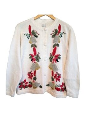 OHI vintage OHI cream Christmas cardigan sweater
